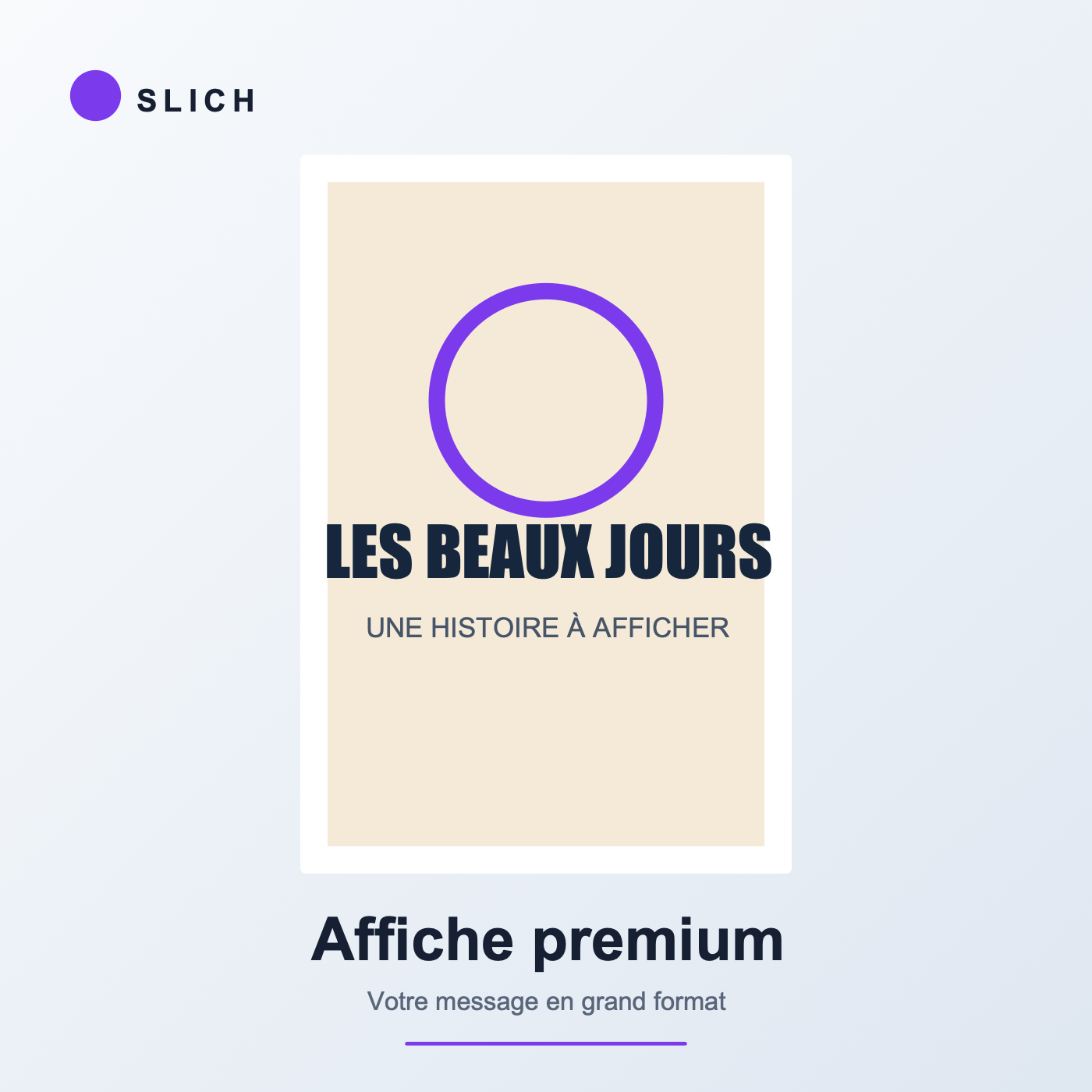 Affiche premium personnalisée — aperçu de personnalisation Slich