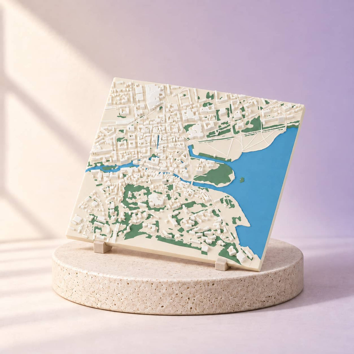 Simulation Carte en relief personnalisée — Atlas · 20 × 20 · PLA Détaillée · Entière, angle complémentaire