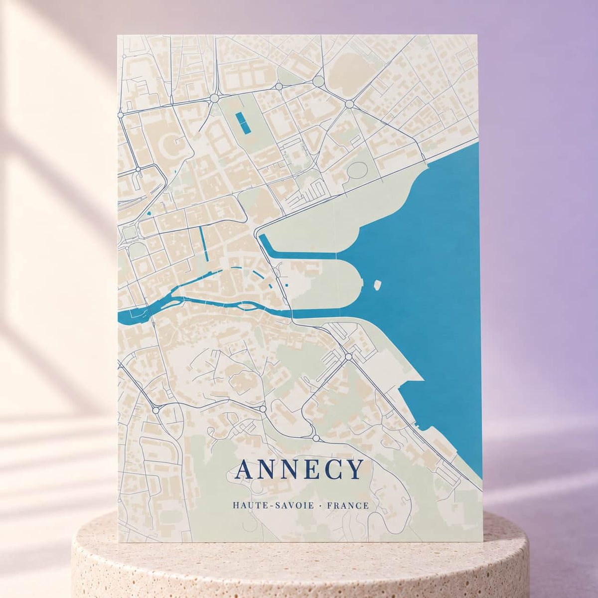 Simulation Carte personnalisée impression UV — Atlas · A4 · Poster mat, détail