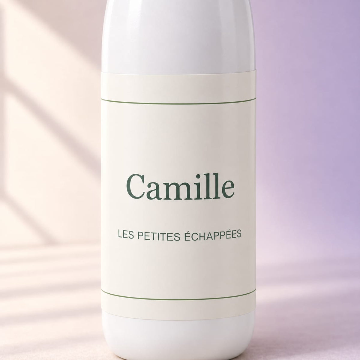 Simulation Gourde personnalisée — Herbier sauvage · 500 ml · Blanc, détail