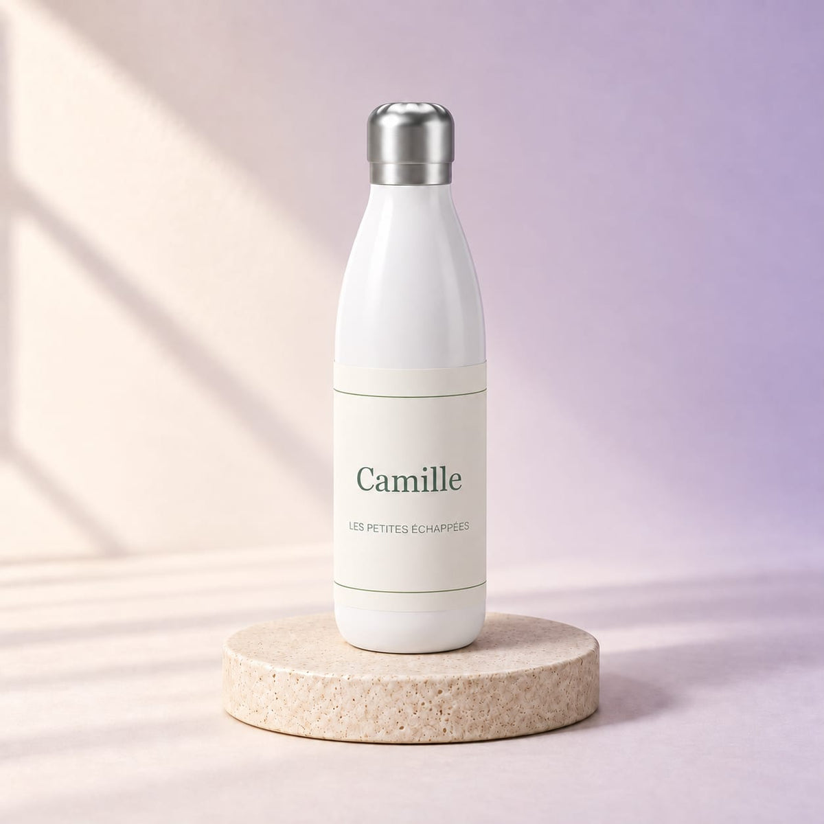 Simulation Gourde personnalisée — Herbier sauvage · 500 ml · Blanc, angle complémentaire