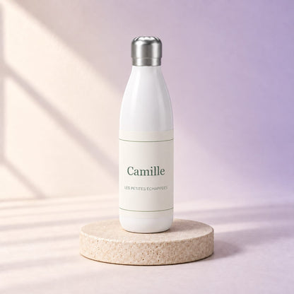 Simulation Gourde personnalisée — Herbier sauvage · 500 ml · Blanc, angle complémentaire