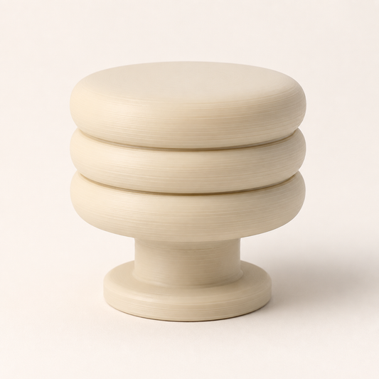 Rendu du bouton de porte Macaron imprimé en 3D, finition ivoire