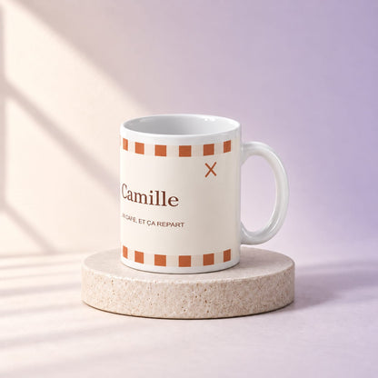 Simulation Mug personnalisé — Café crème · Classique · 340 ml · Blanc, angle complémentaire