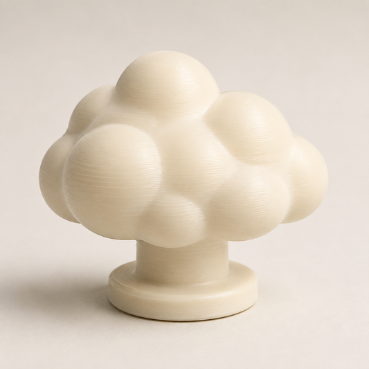 Rendu du bouton de porte Nuage imprimé en 3D, finition ivoire