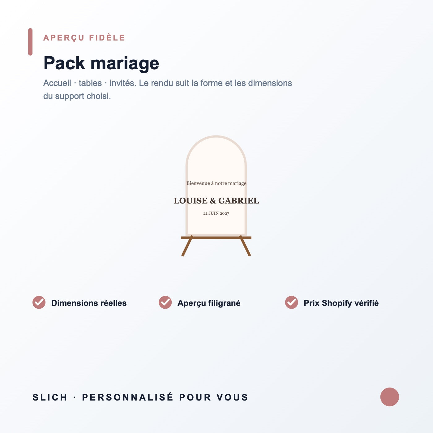 Pack mariage personnalisé — formats, finitions et détails du produit