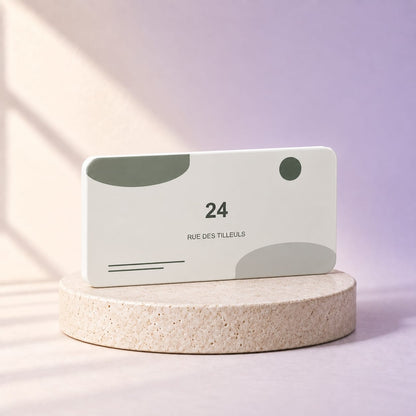 Simulation Plaque maison personnalisée — Architecte · 20 × 10 cm · Blanc, angle complémentaire