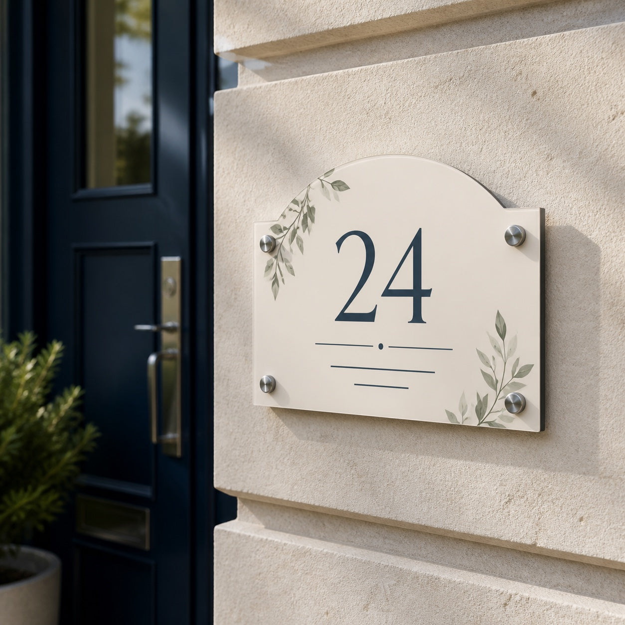 Plaque maison personnalisée — mise en situation