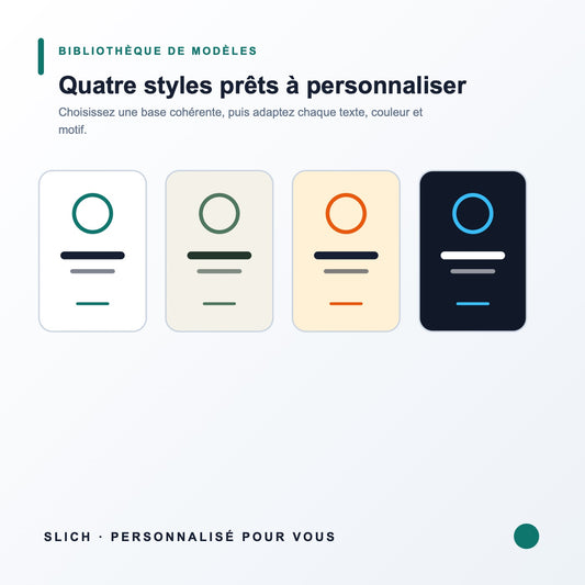 Plaque QR / NFC personnalisée — quatre styles graphiques disponibles