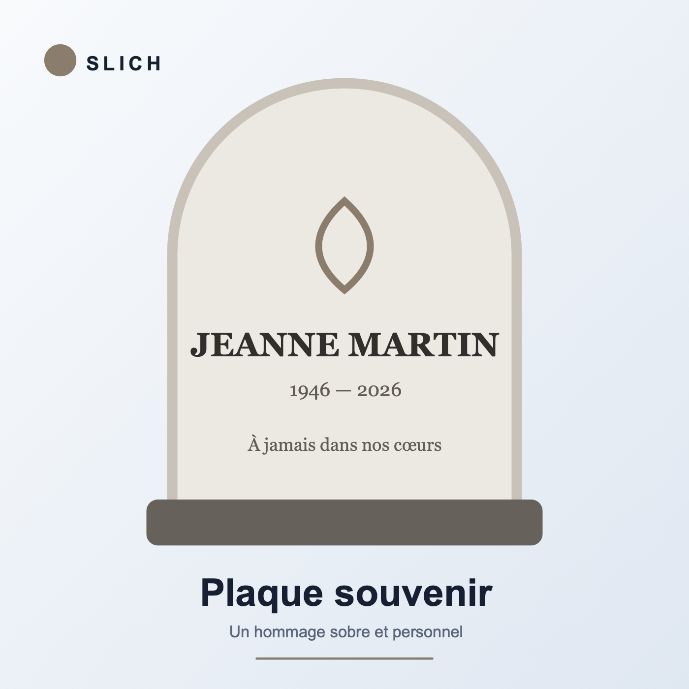 Plaque souvenir personnalisée — aperçu de personnalisation Slich