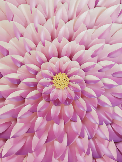 Dahlia — démonstration numérique du changement d’angle, tableau lenticulaire Slich
