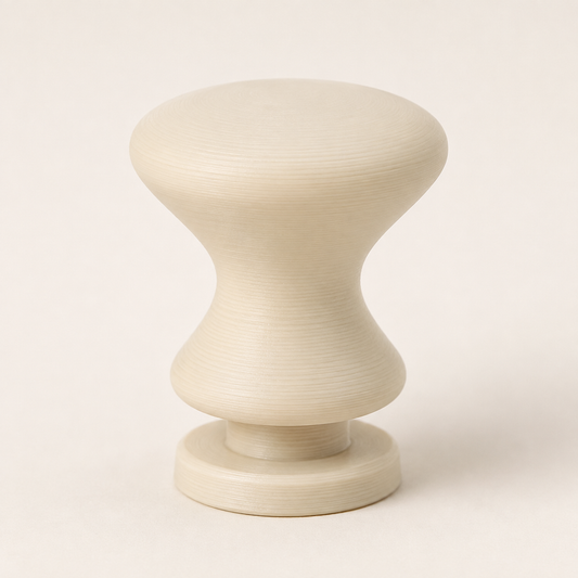 Rendu du bouton de porte Sablier imprimé en 3D, finition ivoire
