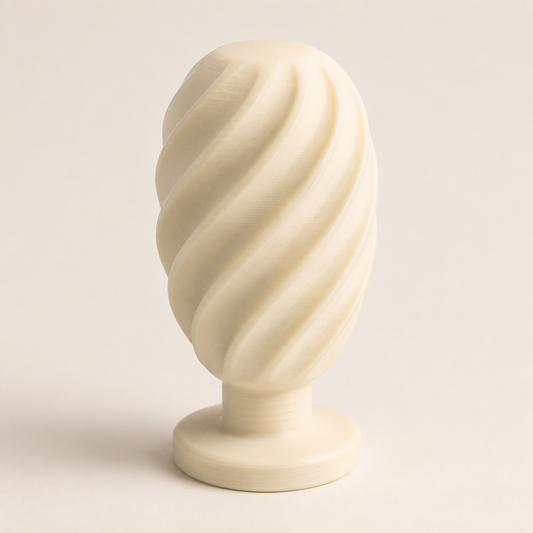 Rendu du bouton de porte Vrille imprimé en 3D, finition ivoire
